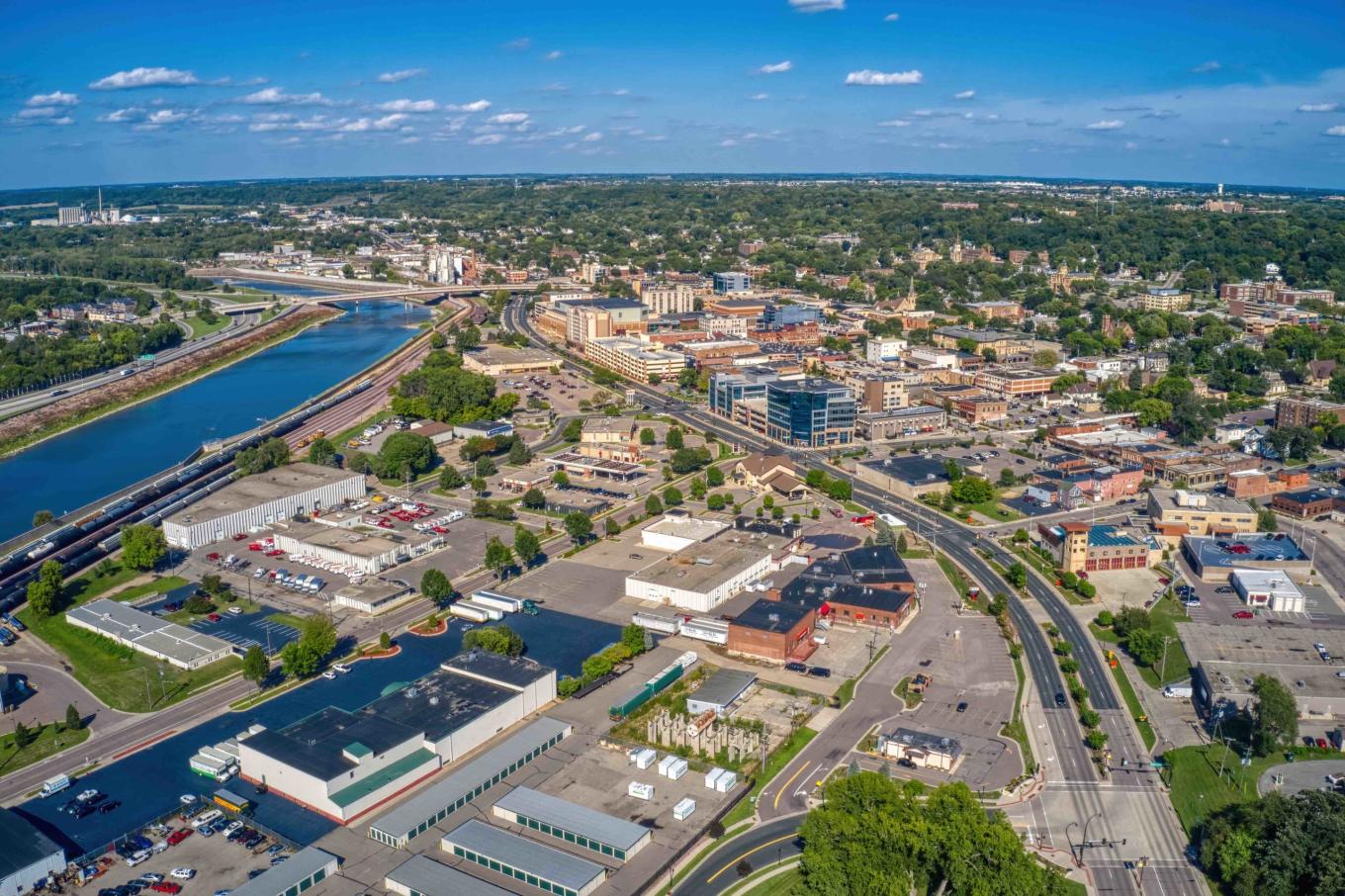 Aerial image of Mankato, Minnesota