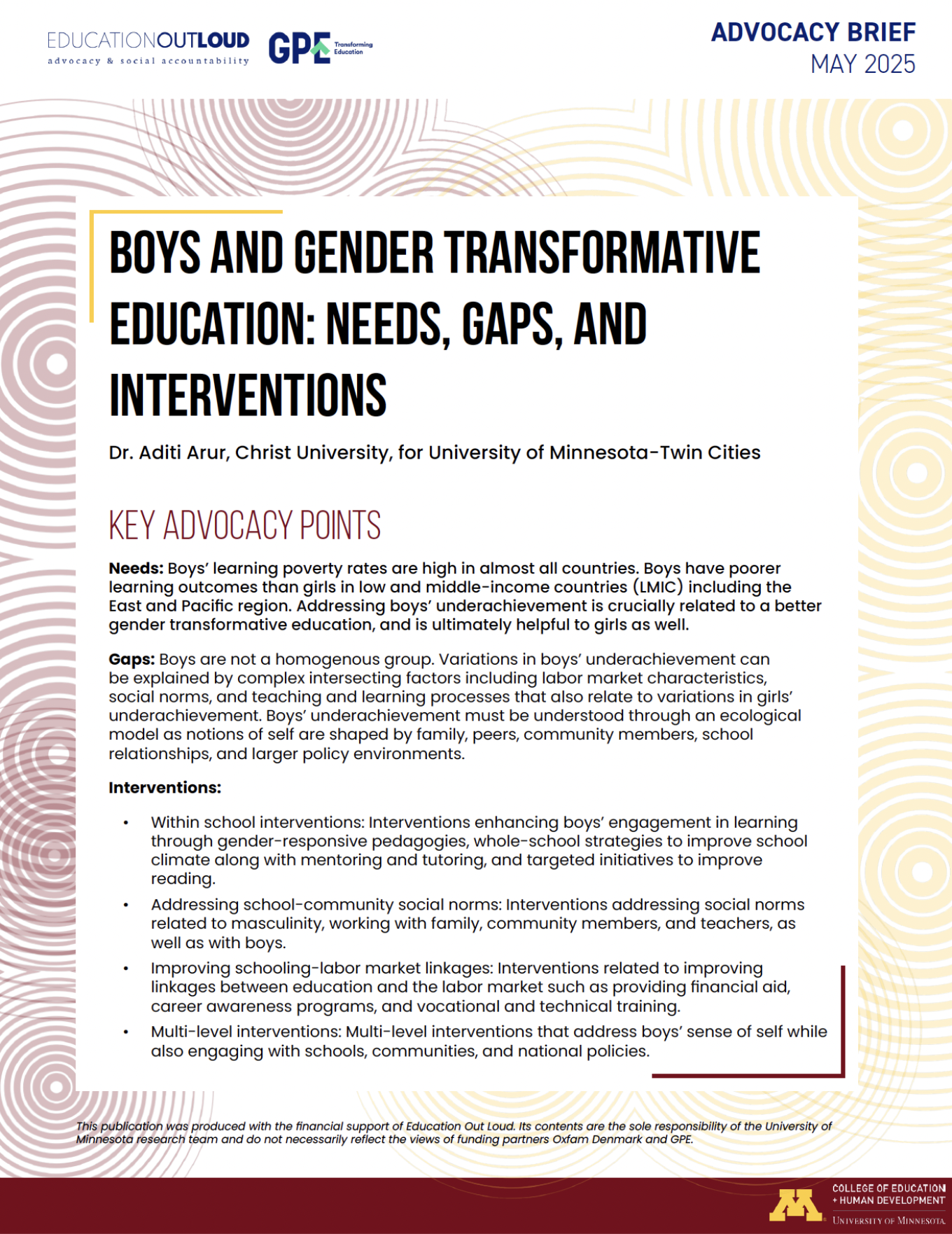 Image of first page of Advocacy Brief publication