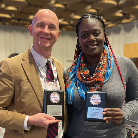 OLPD Assistant Professor John LaVelle and Evaluation Studies doctoral candidate Paida Chikate